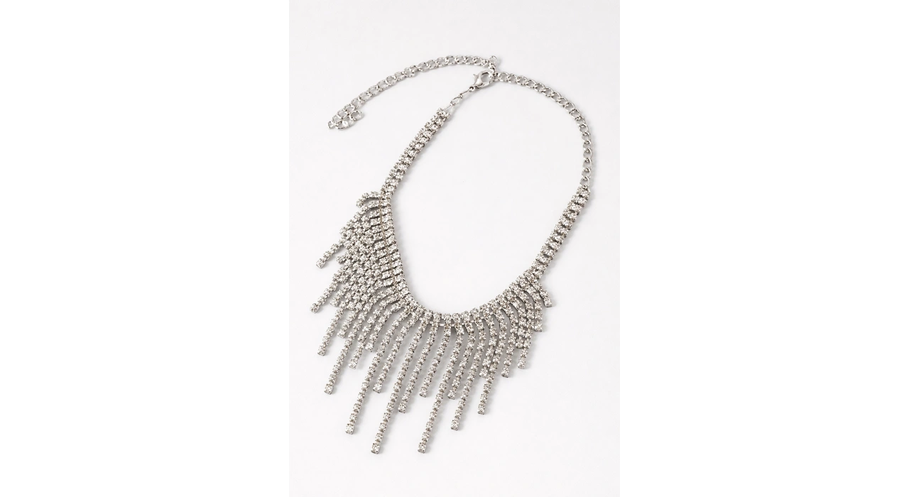 Gümüş Renk Taş Detaylı Tasarım Halhal