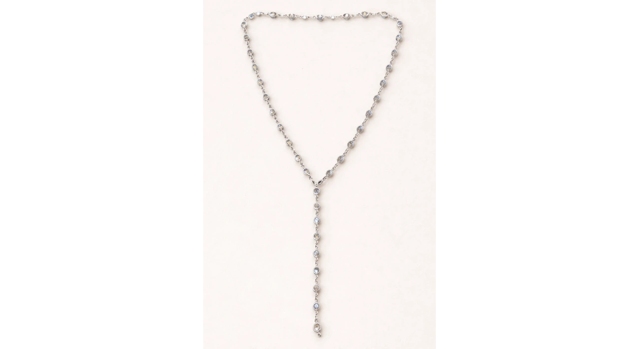 Gümüş Renk Taş Detaylı Y Kolye