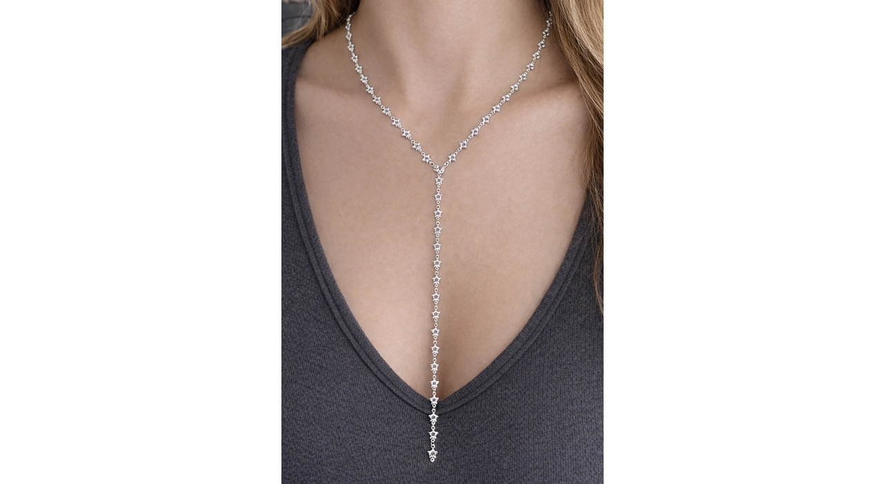 Gümüş Renk Taş Detaylı Yıldız Figürlü Y Kolye