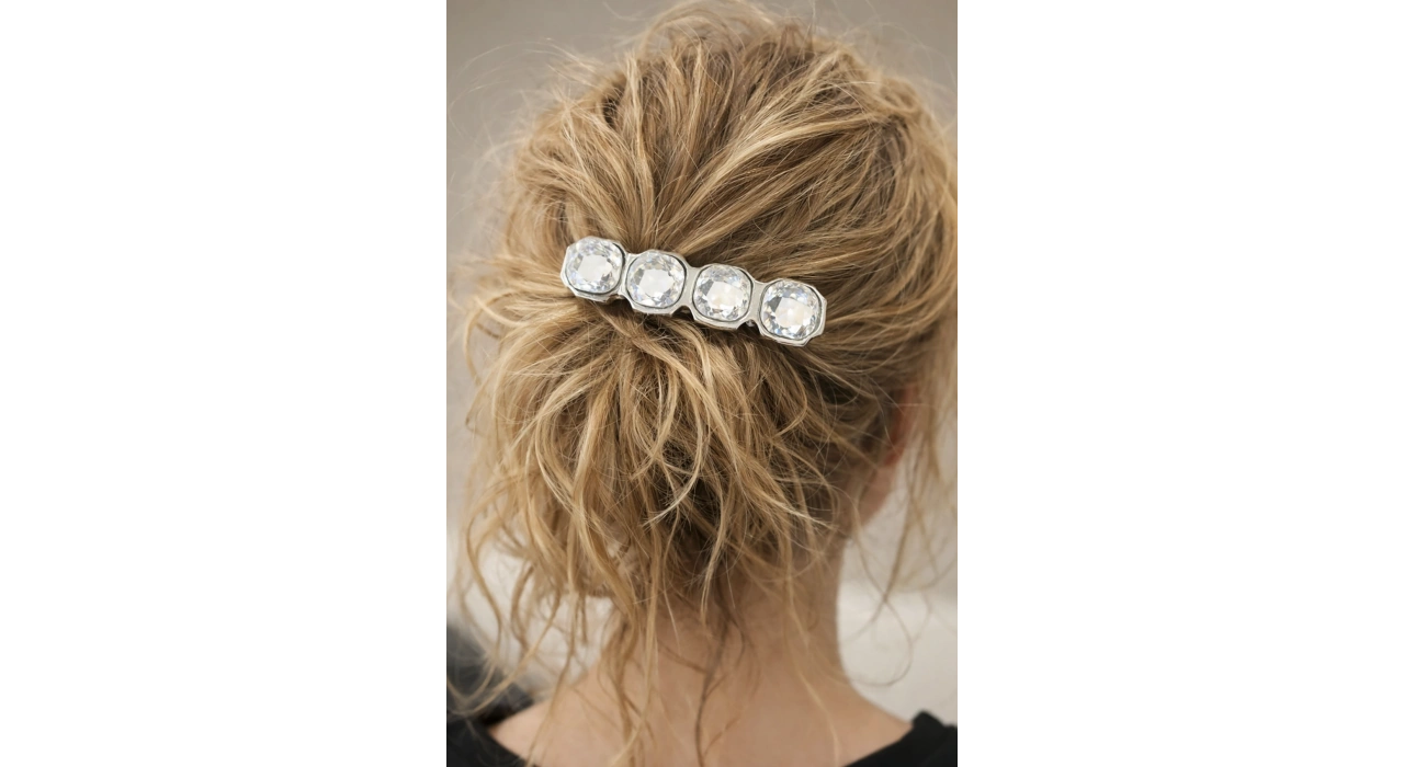 Gümüş Renk Taşlı Otomat Toka