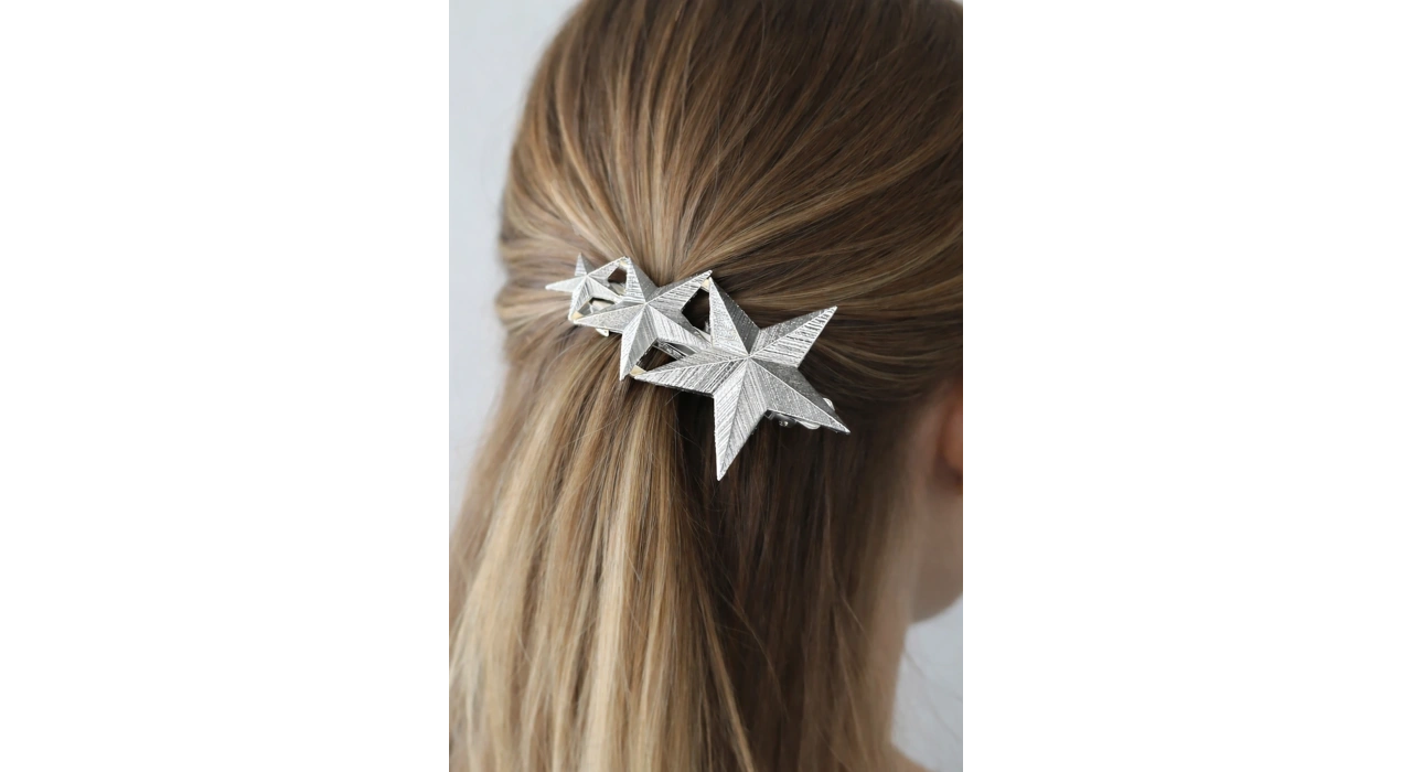 Gümüş Renk Yıldız Figürlü Metal Otomat Toka