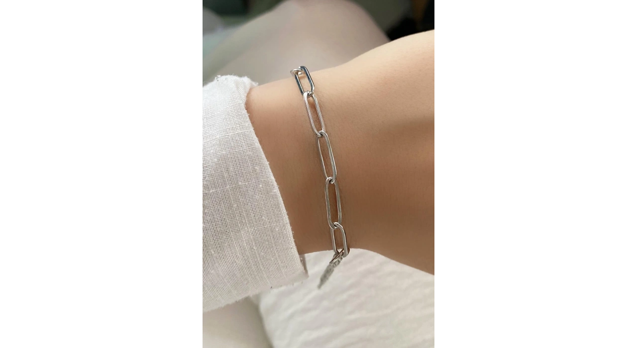 Gümüş Renk Zincir Çelik Bileklik (Unisex)