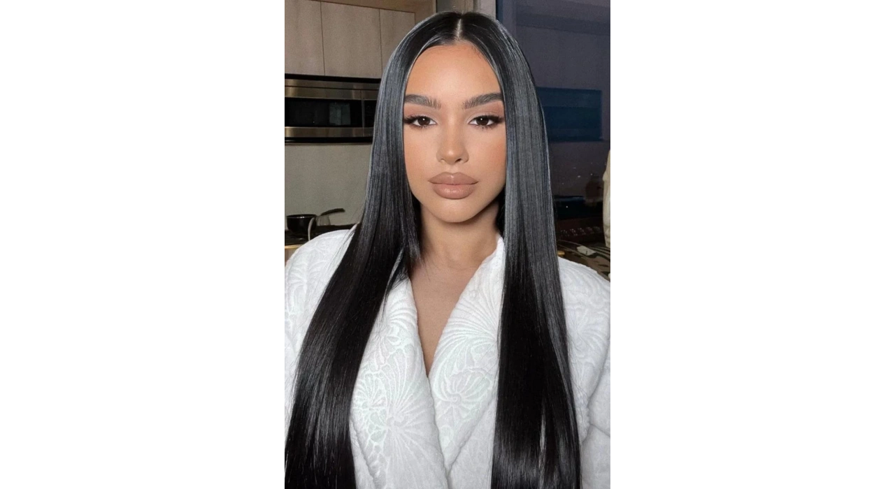 Isıya Dayanıklı Yarımay Çıt Çıt Saç - 1B - Siyah - Düz - 60 Cm - 110 Gr (Zeynep)