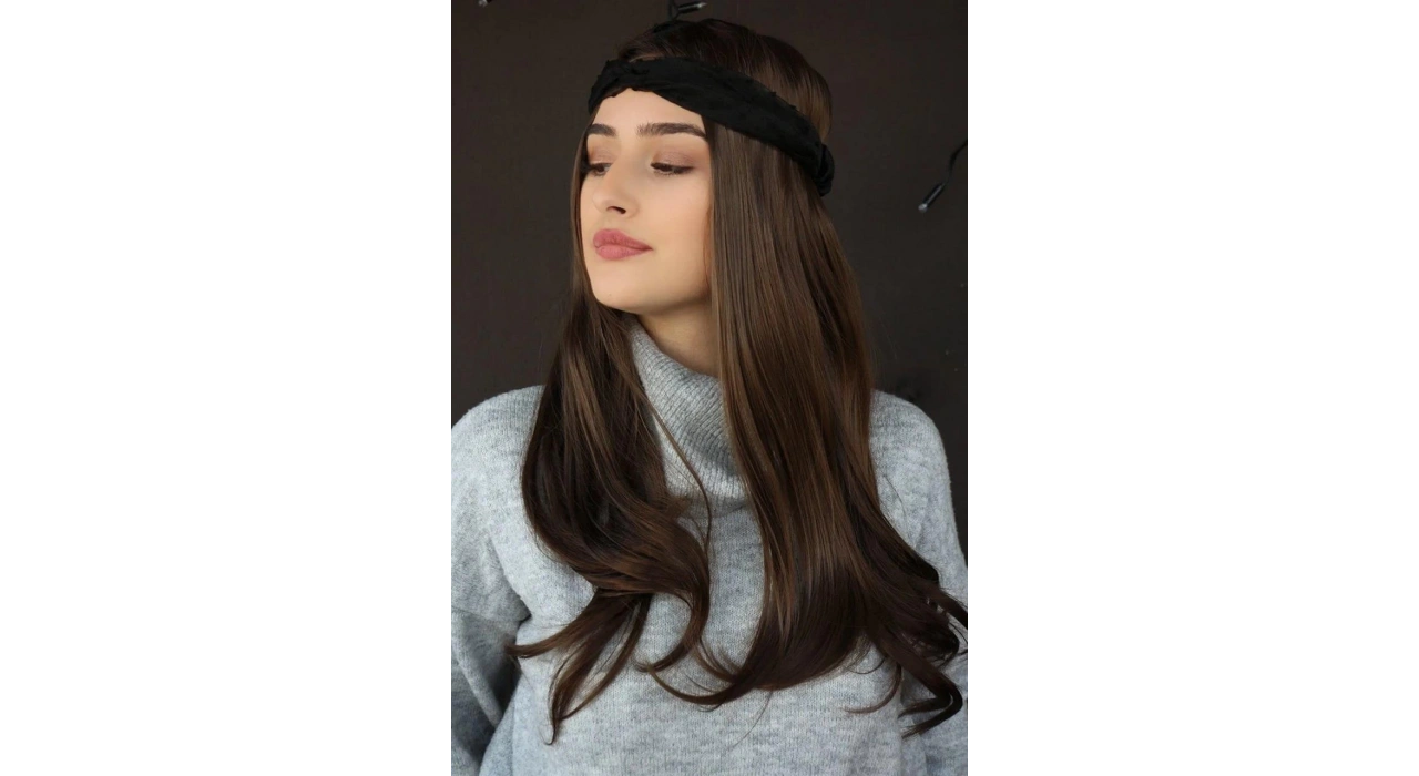 Isıya Dayanıklı Yarımay Çıt Çıt Saç - Ht6k - Kestane Kahvesi - Dalgalı - 60 Cm - 110 Gr (Begüm)