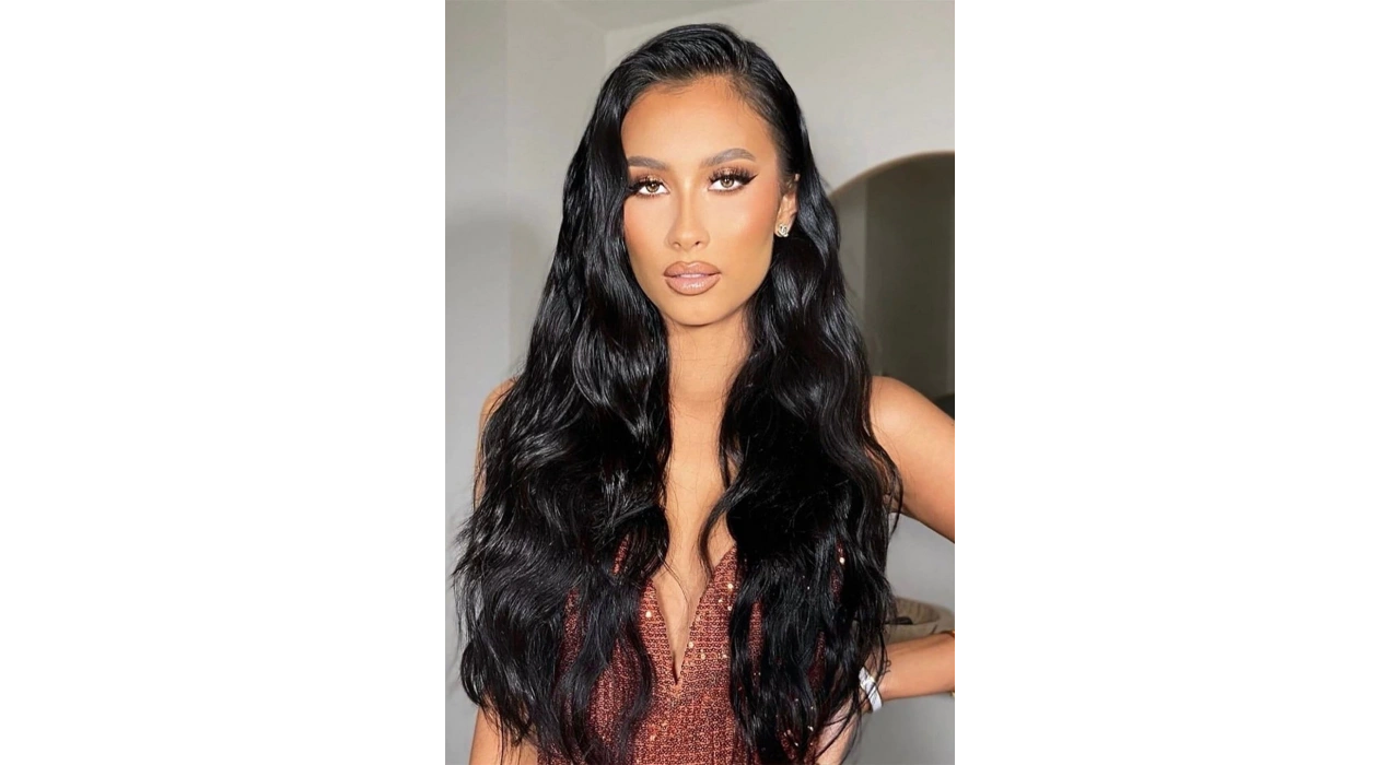 Isıya Dayanıklı Yıkanabilir Yarımay Çıt Çıt Saç - HT1 - Siyah - Dalgalı - 60 Cm - 110 Gr + 2 Adet Yan Çıt Çıt Saç