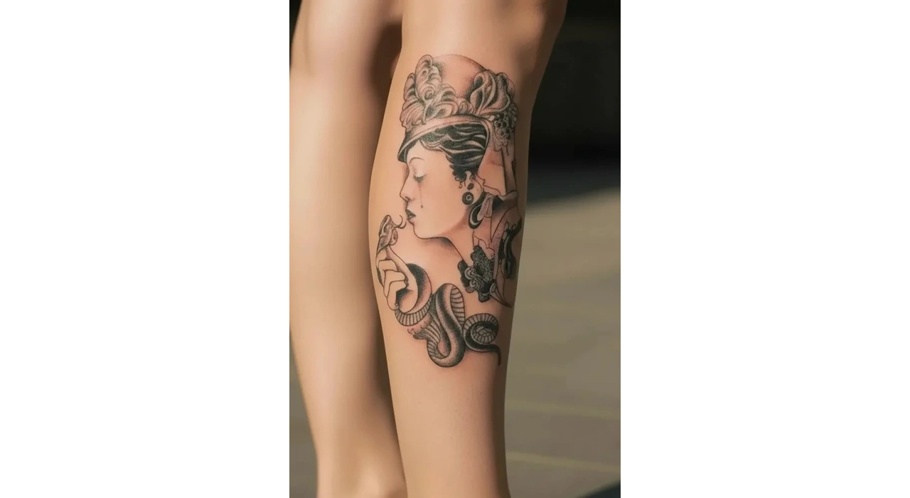 Kadın ve Yılan Modelli Geçici Dövme Tattoo