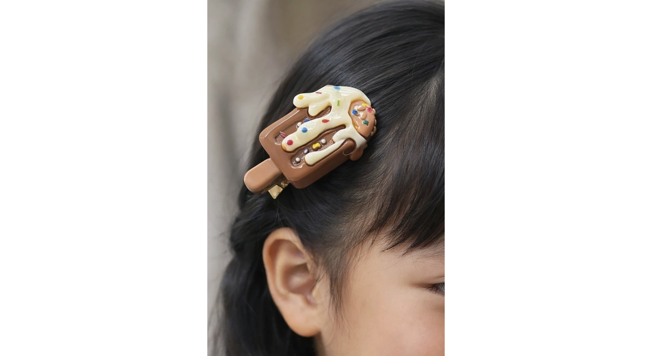 Kahve Renk Dondurma Figürlü Yan Toka