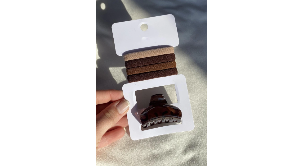 Kahve Renk Lastik Mandal Toka Set