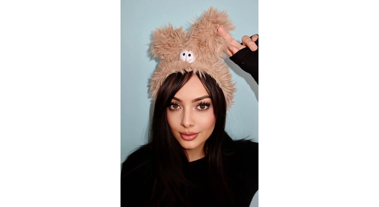 Kahverengi Canavar Figürlü Peluş Saç Bandı