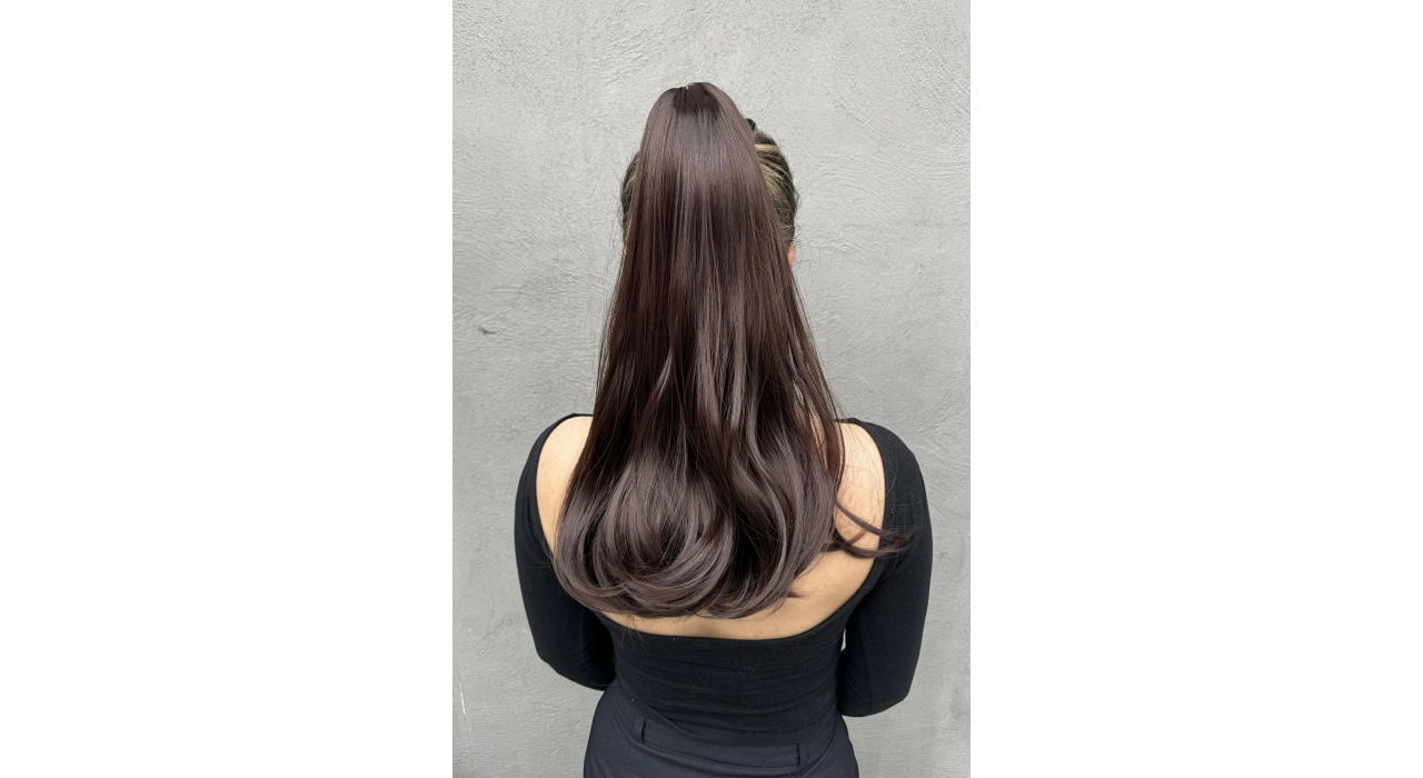 Kahverengi Mandal Tokalı Dalgalı At Kuyruğu Saç (Duygu)