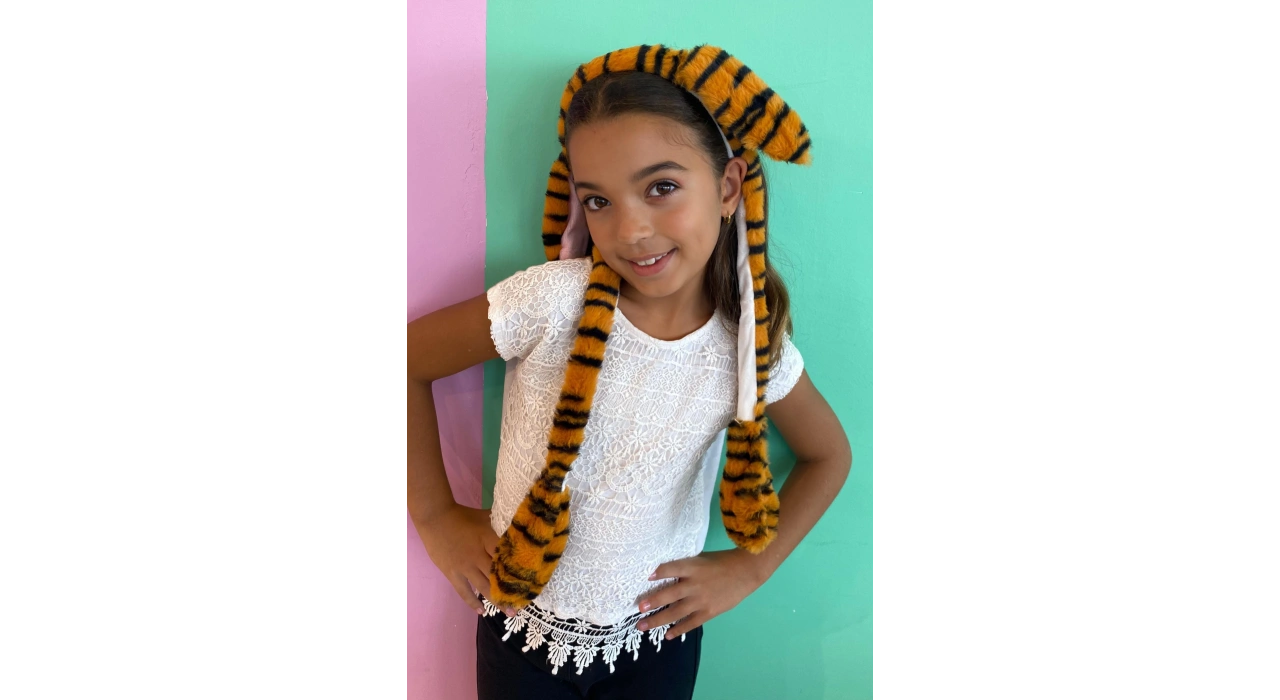 Kahverengi Zebra Desenli Kulakları Oynayan Taç