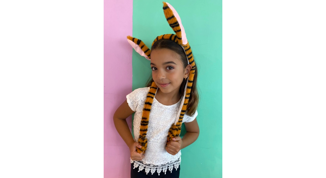 Kahverengi Zebra Desenli Kulakları Oynayan Taç