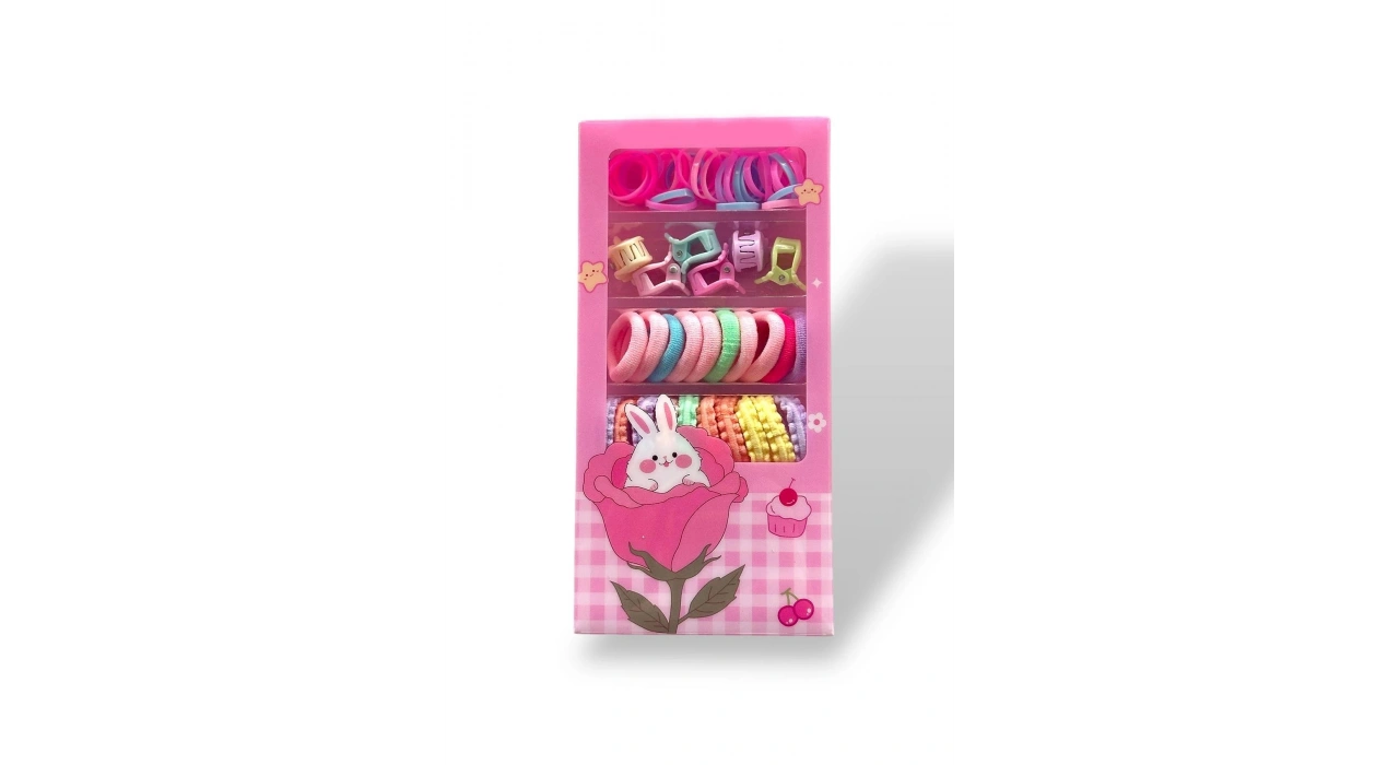 Karışık Renk Çocuk Havlu Toka Ve Saç Lastiği Mandal Toka Set