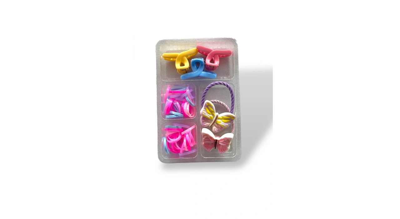 Karışık Renk Çocuk Havlu Toka Ve Saç Lastiği Mandal Toka Set