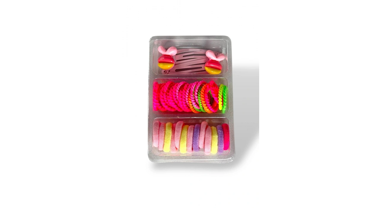 Karışık Renk Çocuk Havlu Toka Ve Saç Lastiği Yan Toka Set