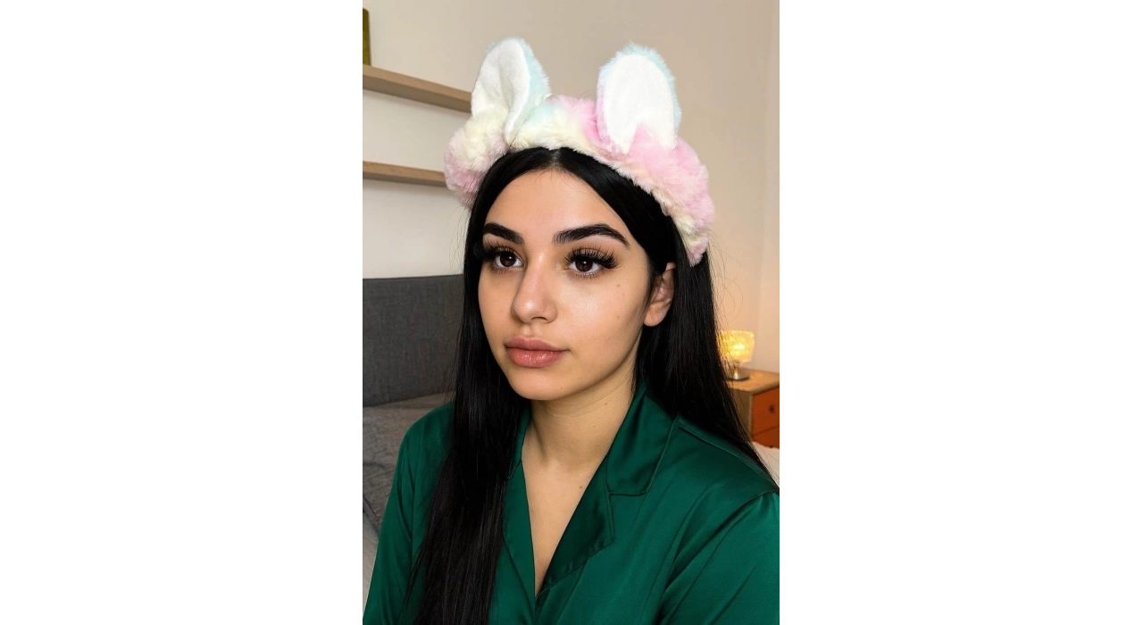 Karışık Renk Kulak Figürlü Peluş Saç Bandı