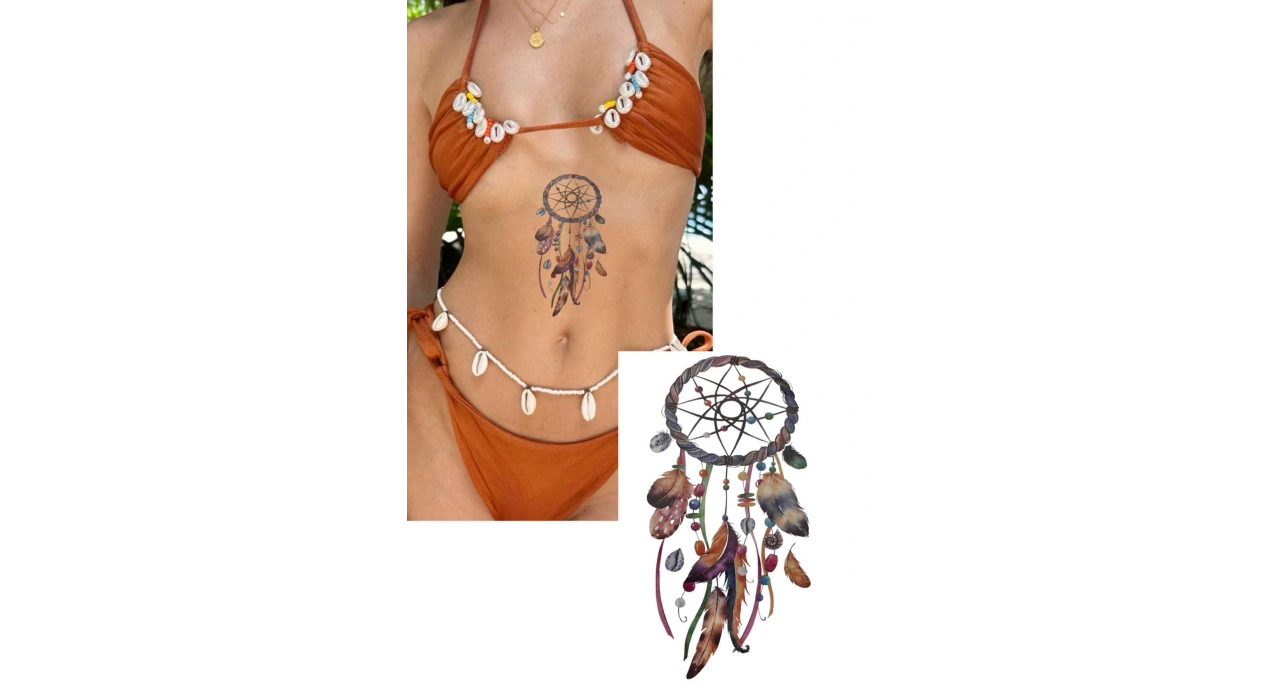 Karışık Renk Rüya Kapanı Figürlü Dövme Tattoo