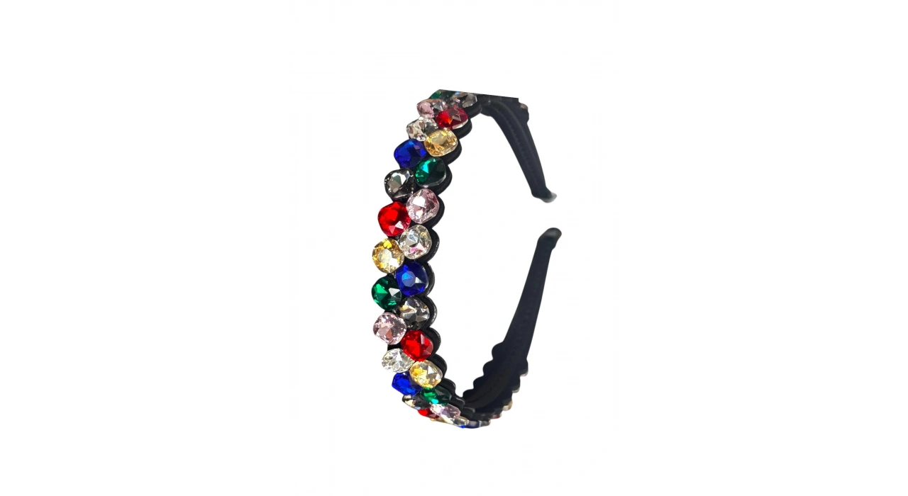 Karışık Renk Taş Detaylı Tasarım Taç