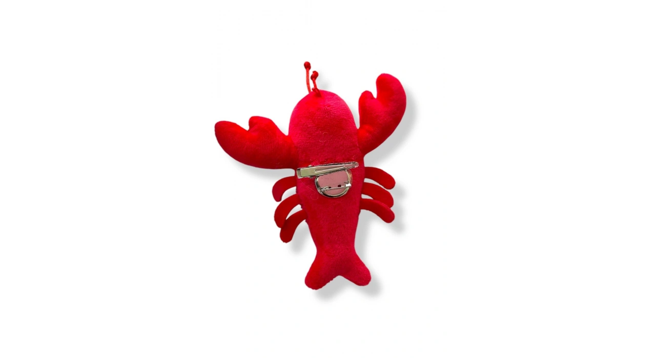 Kırmızı Renk Yengeç Figürlü Rozet/ Toka