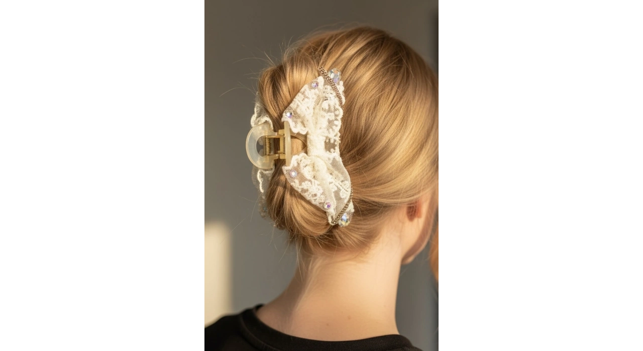 Krem Renk Kurdele Figürlü Mandal Toka