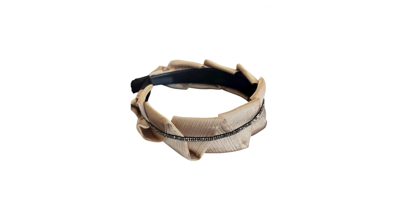 Krem Renk Taş Detaylı Taç