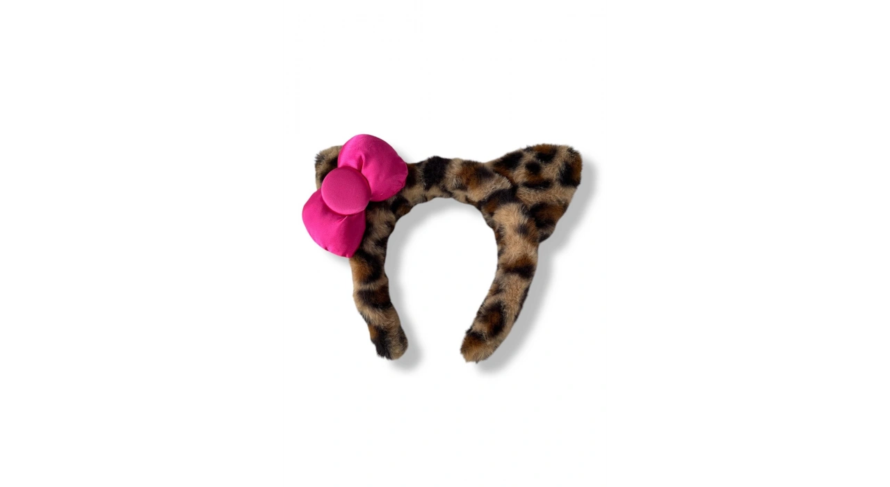 Leopar Desenli Kurdele Figürlü Peluş Taç