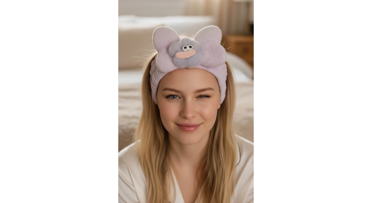 Lila Renk Canavar Figürlü Peluş Saç Bandı