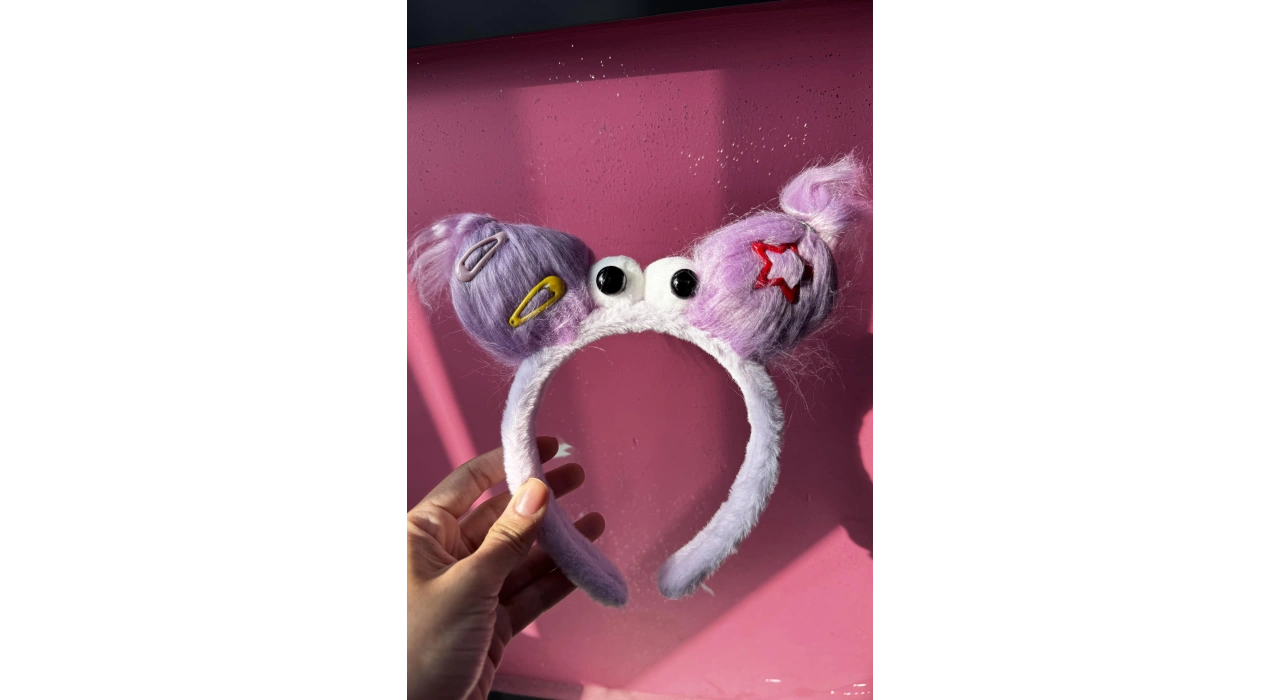 Lila Renk Canavar Figürlü Peluş Taç