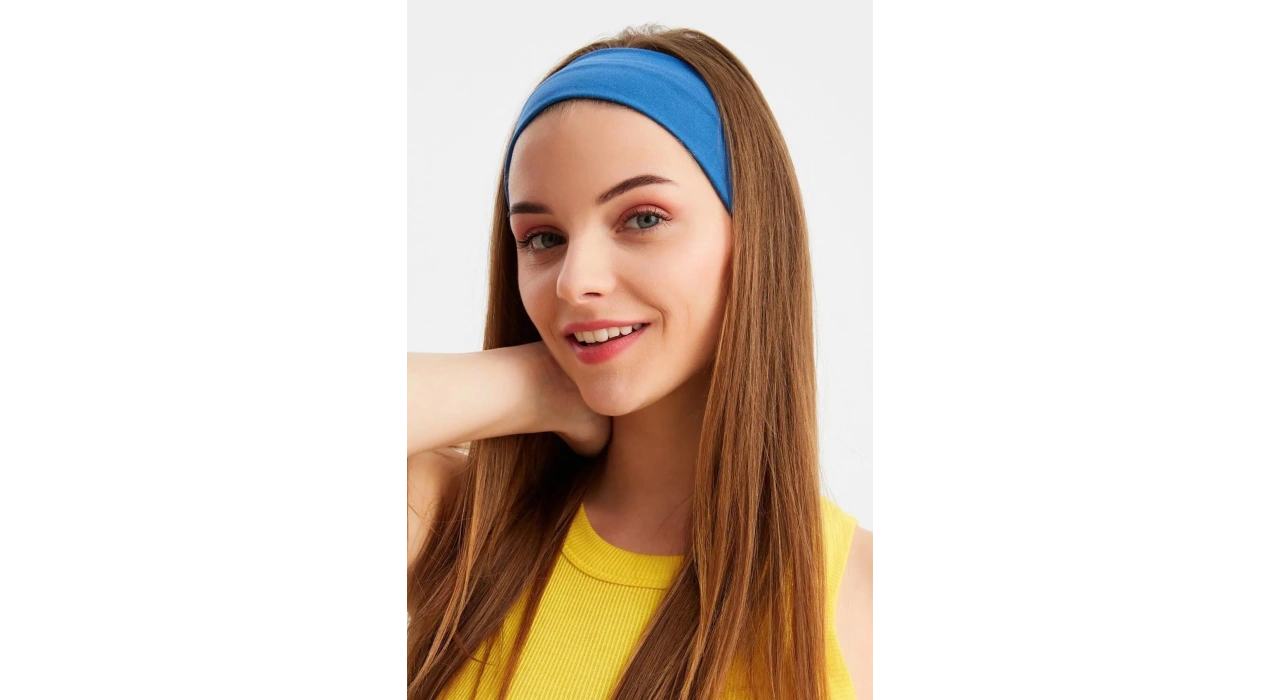 Mavi Renk Geniş Saç Bandı