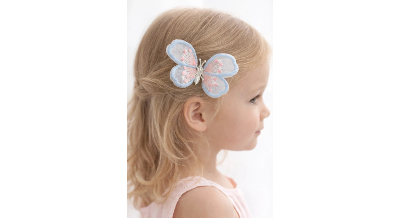 Mavi Renk Kelebek Figürlü Yan Toka