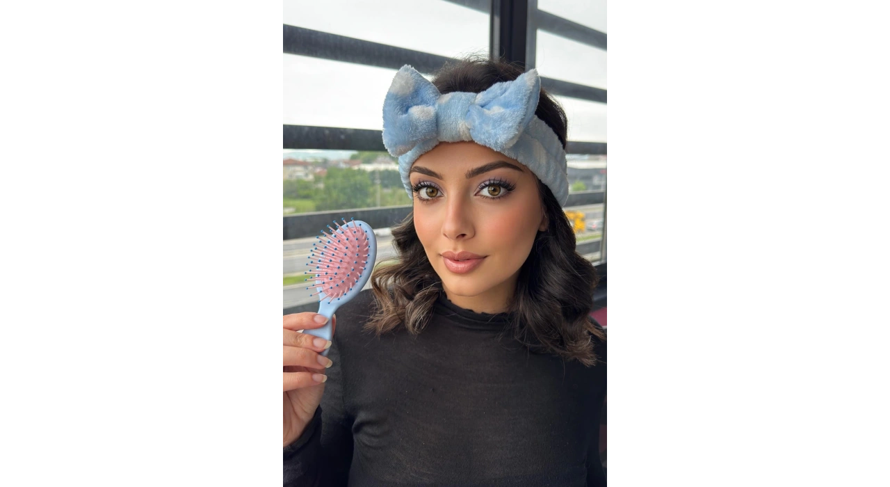 Mavi Renk Saç Bandı Ve Tarak Set