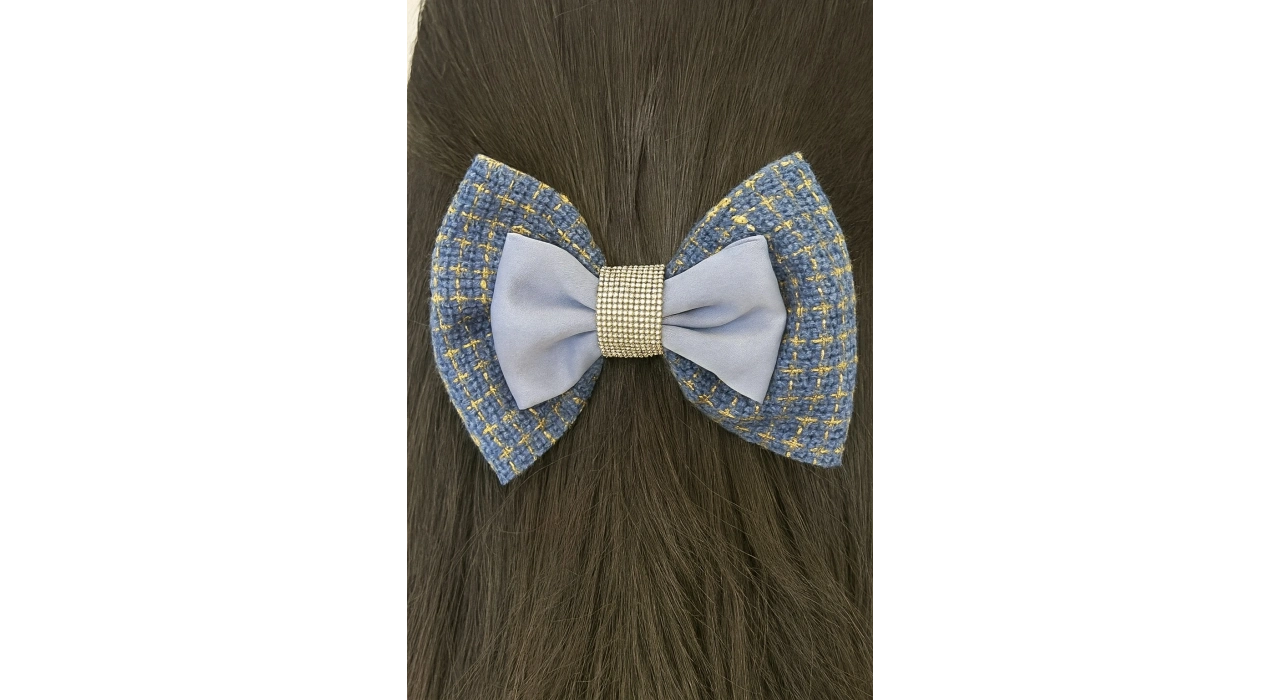 Mavi Renk Taş Detaylı Kurdele Otomat Toka