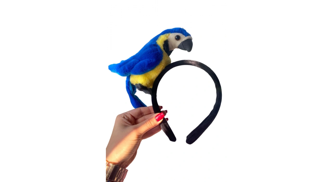 Mavi Ve Sarı Renk Papağan Figürlü Taç