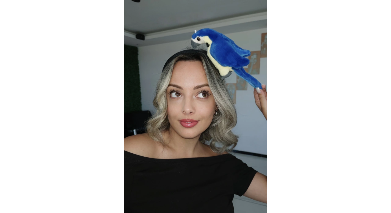 Mavi Ve Sarı Renk Papağan Figürlü Taç