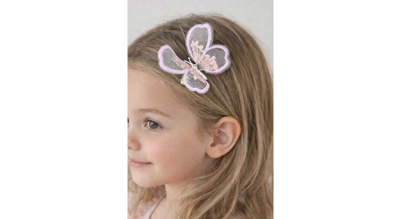 Mor Renk Kelebek Figürlü Yan Toka