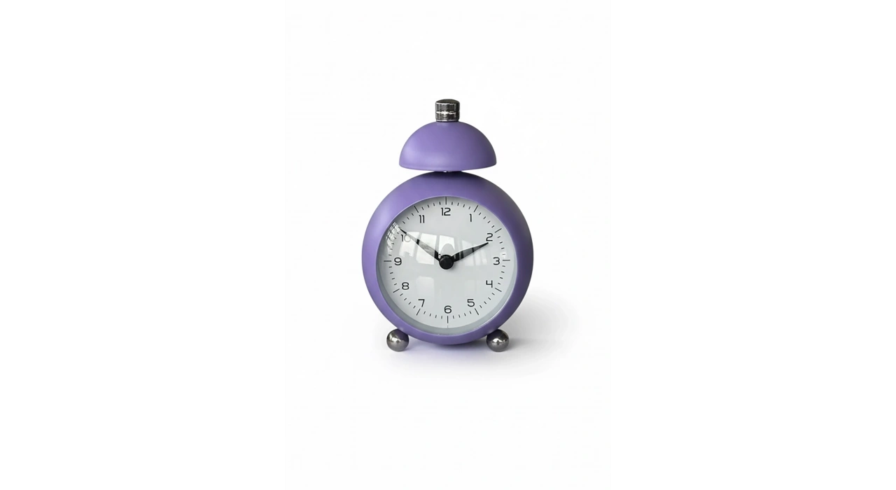 Mor Renk Mini Dekoratif Alarmlı Yuvarlak Masa Saati