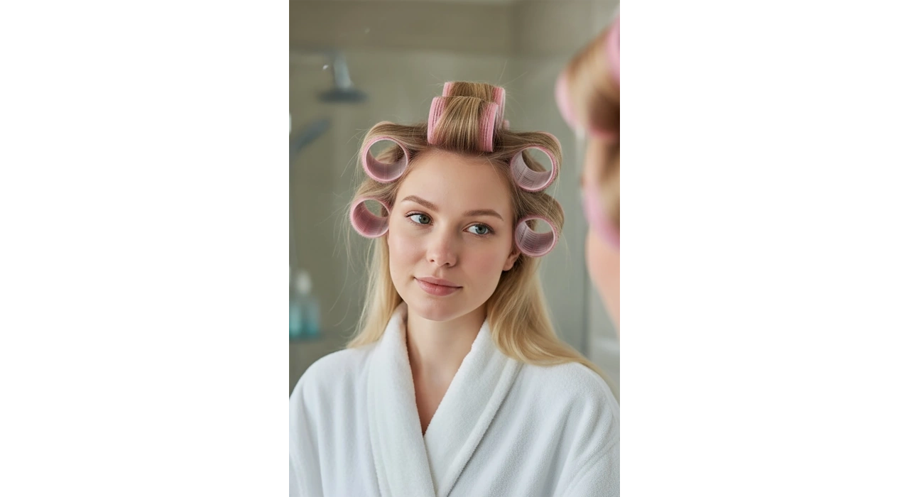 Pembe Renk 6 Adet Bigudi Cırtlı/ Yapışkanlı Saç Bigudisi /Orta Boy