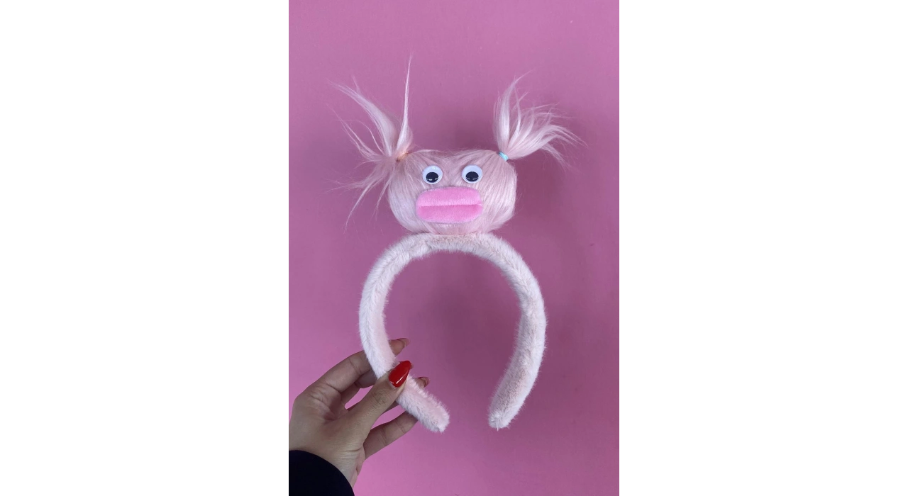 Pembe Renk Canavar Figürlü Peluş Taç