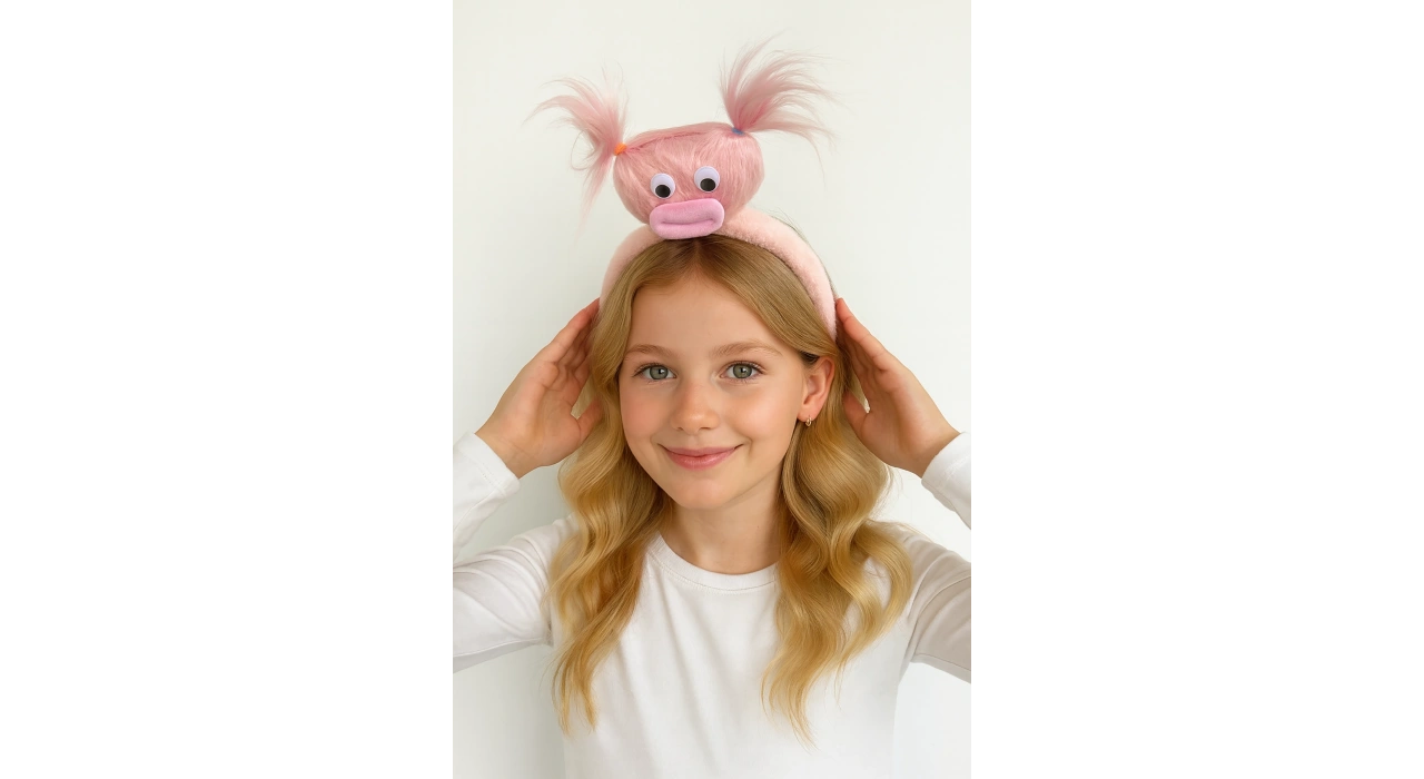 Pembe Renk Canavar Figürlü Peluş Taç