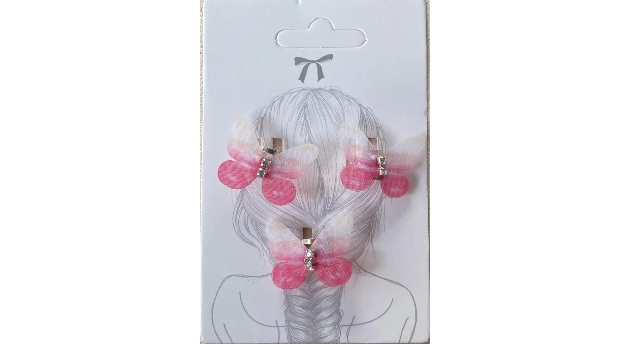 Pembe Renk Kelebek Figürlü Saç Küpesi