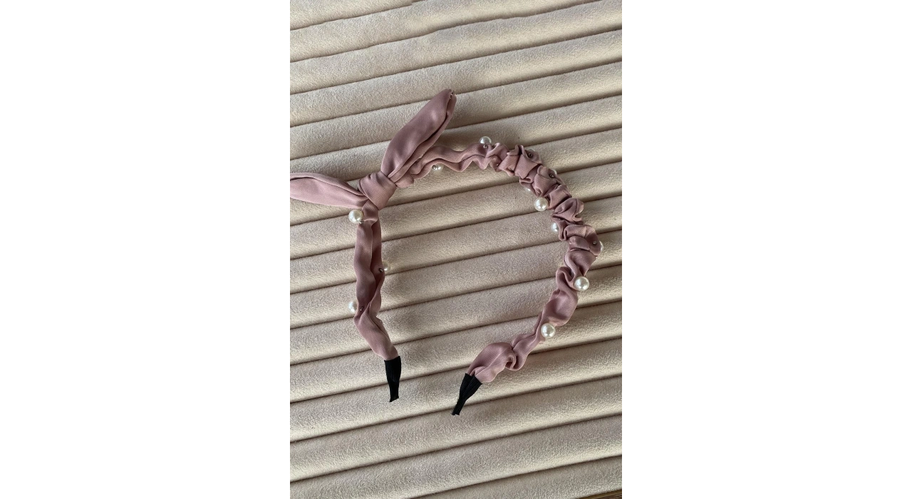 Pembe Renk Kurdele Figürlü İnci Detaylı Taç