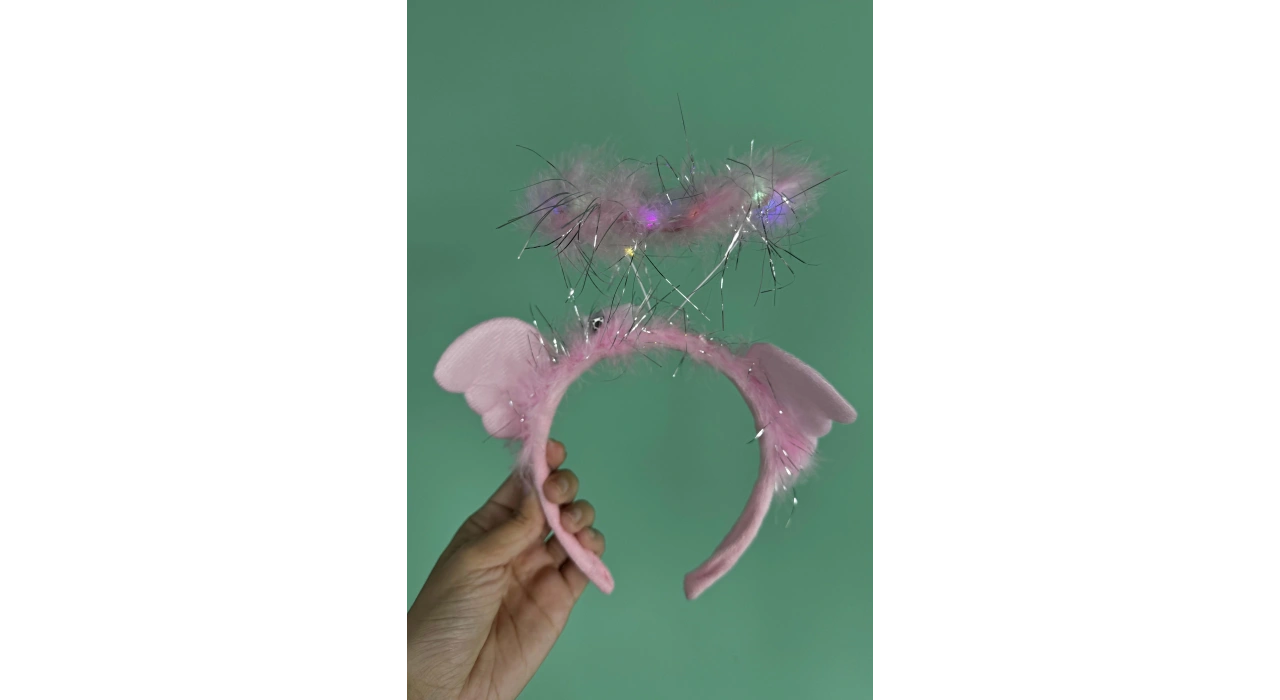 Pembe Renk Melek Figürlü Işıklı Taç