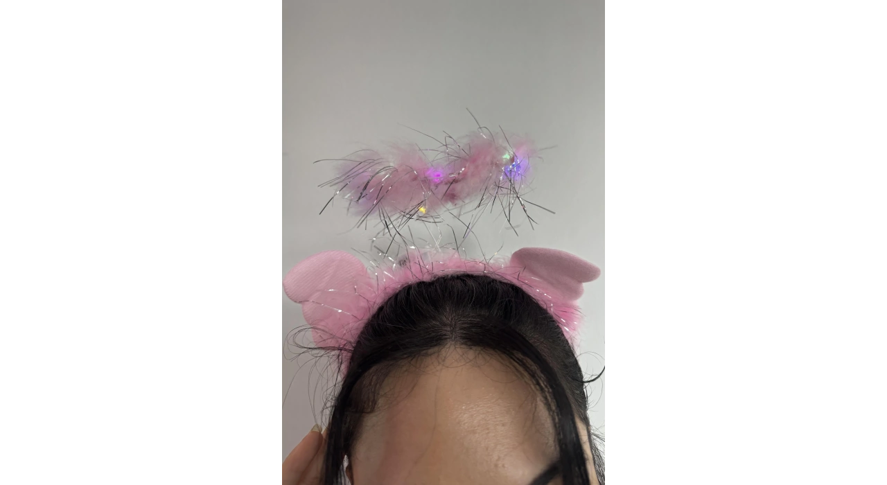 Pembe Renk Melek Figürlü Işıklı Taç