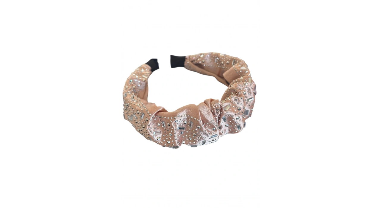 Pudra Renk Taş Detaylı Taç