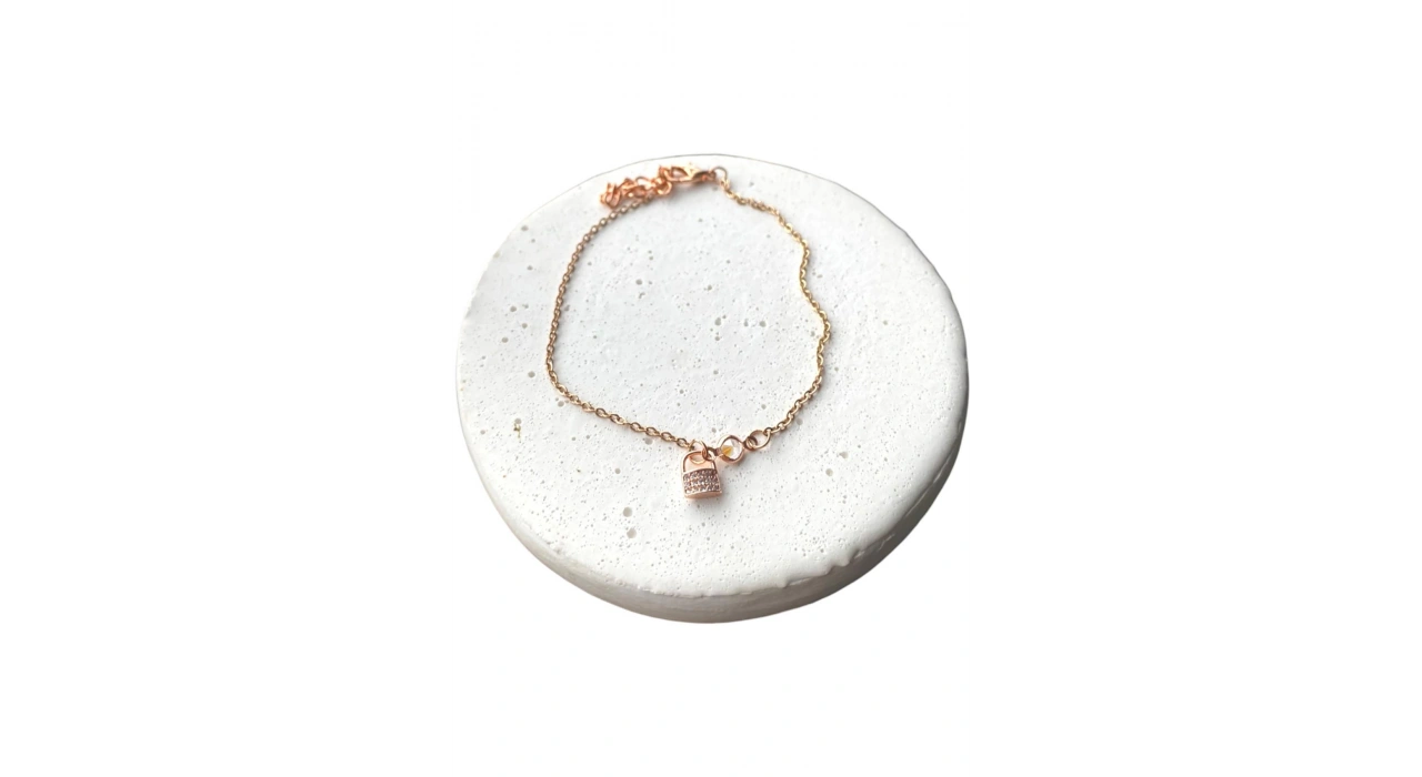 Rose Renk Anahtar Figürlü Çelik Halhal