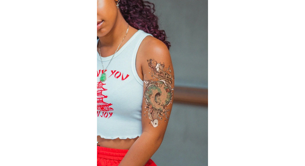 Saat ve Balık Geçici Dövme Tattoo