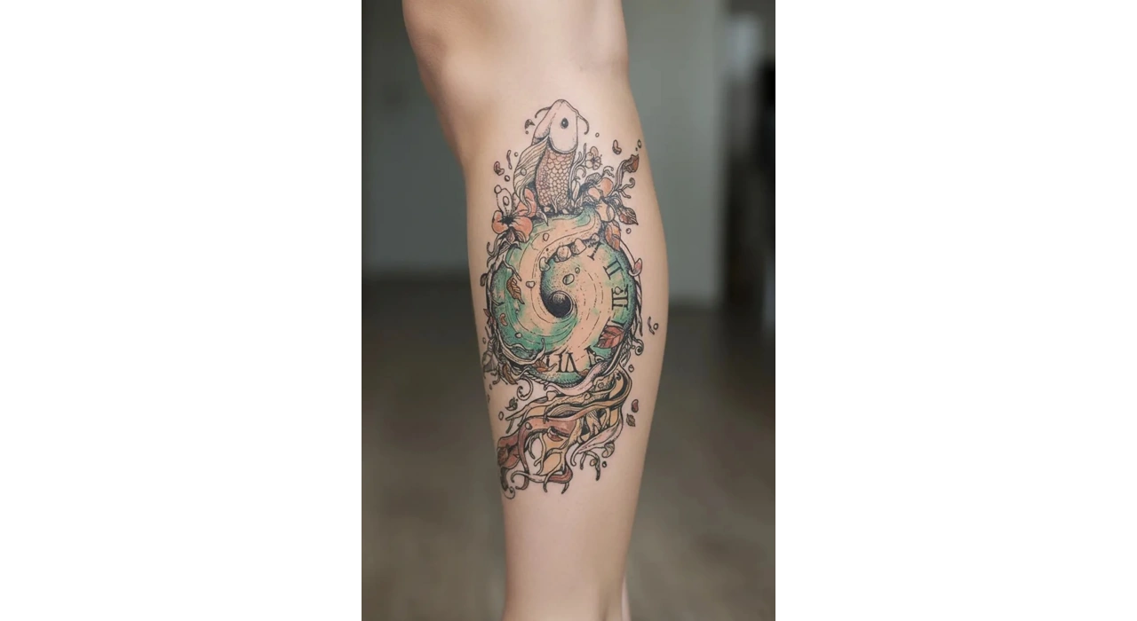 Saat ve Balık Geçici Dövme Tattoo