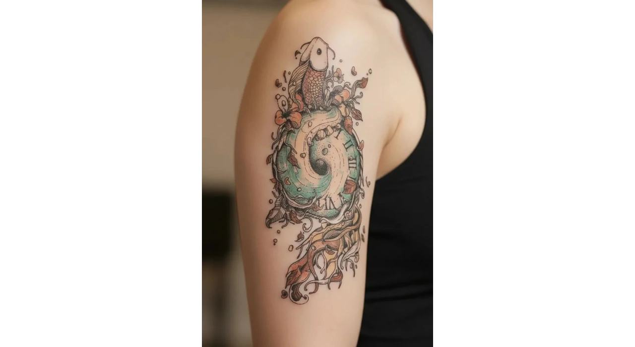 Saat ve Balık Geçici Dövme Tattoo