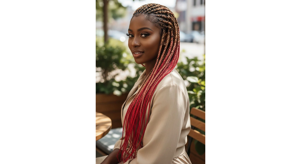 Sarı Pembe İki Renk Ombreli Afrika Zenci Örgüsü Box Braid Sentetik Saç 60cm 100gr