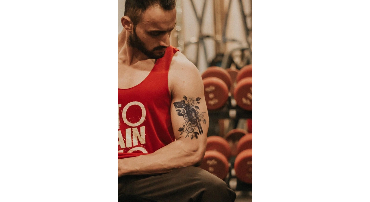 Silah ve Gül Geçici Dövme Tattoo